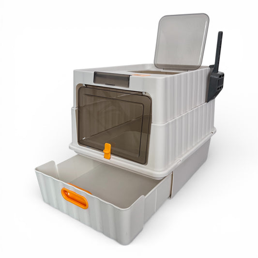 Arenero cerrado con bandeja extraible para gatos