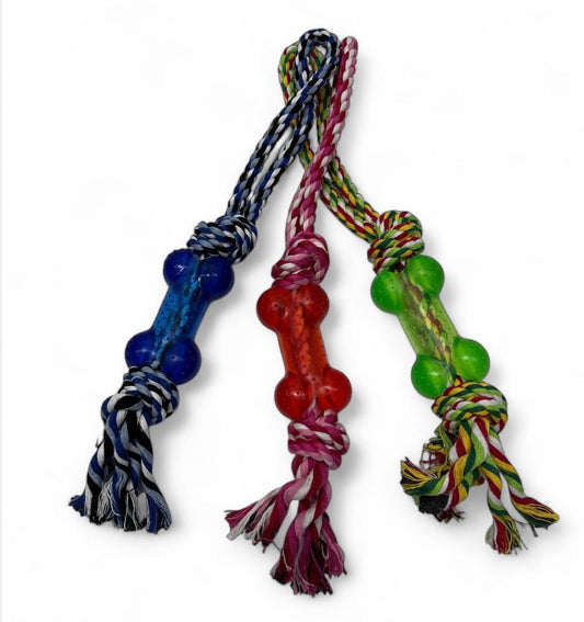 Mordedor en forma de hueso con cuerda pare perros PQLR162