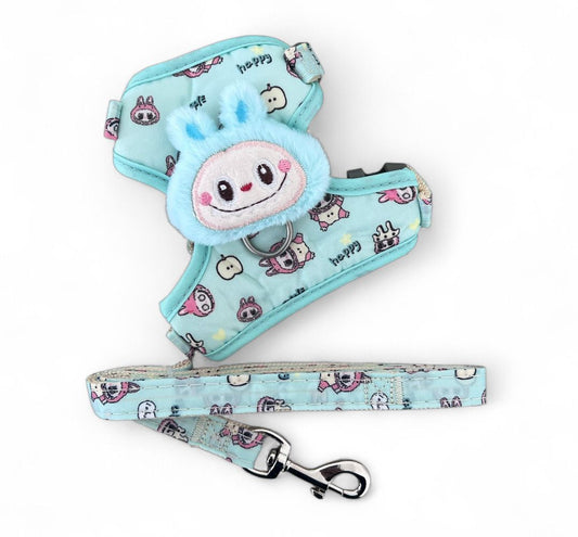 Arnés con aplique en peluche + correa para perros mini y gatos MQYS271