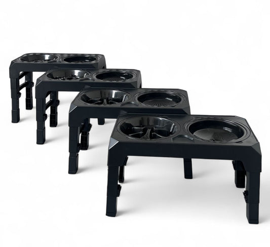 Comedero elevado doble con alturas ajustables para perros PQL013