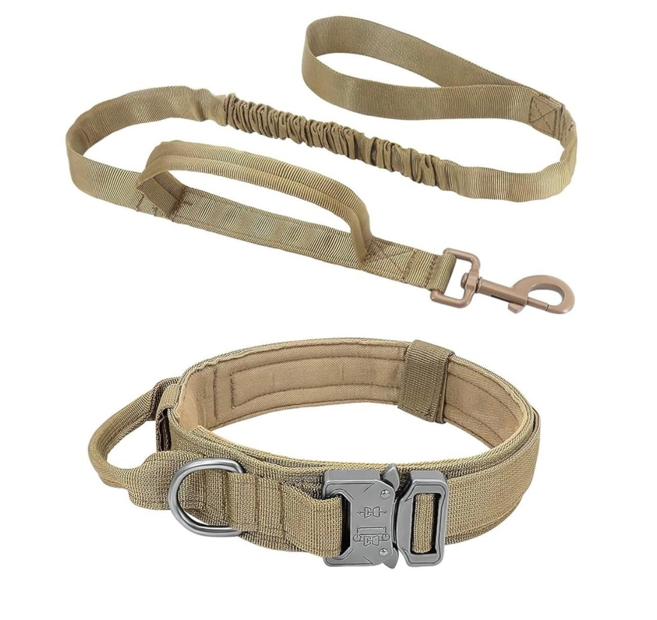 KIT: Collar táctico y correa elástica para perros