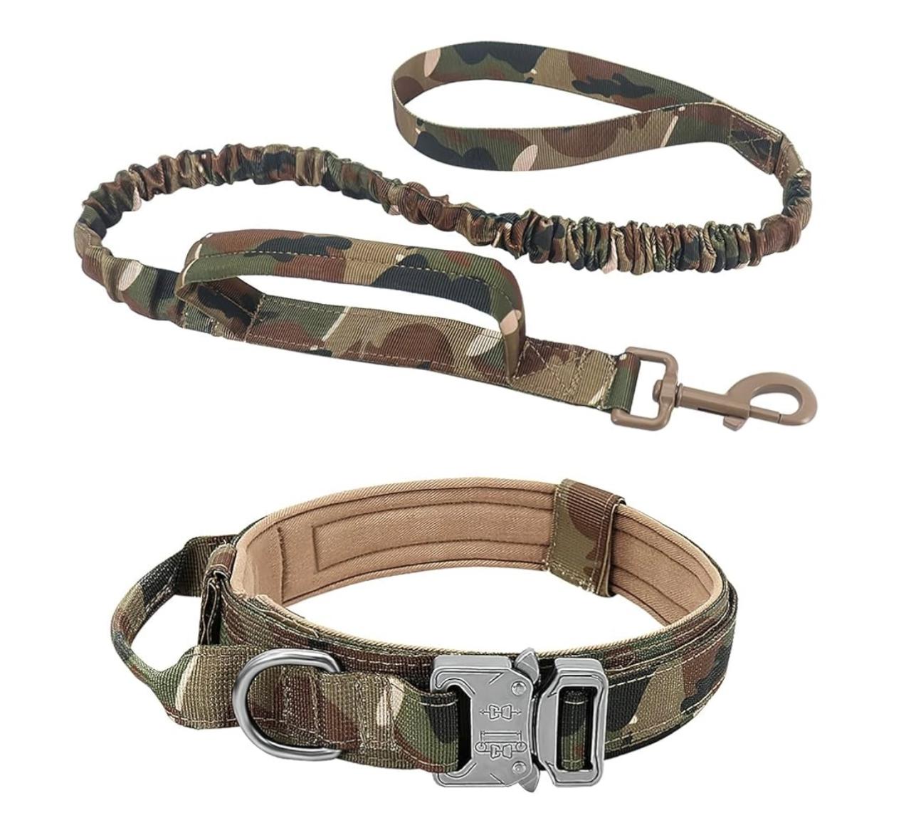 KIT: Collar táctico y correa elástica para perros