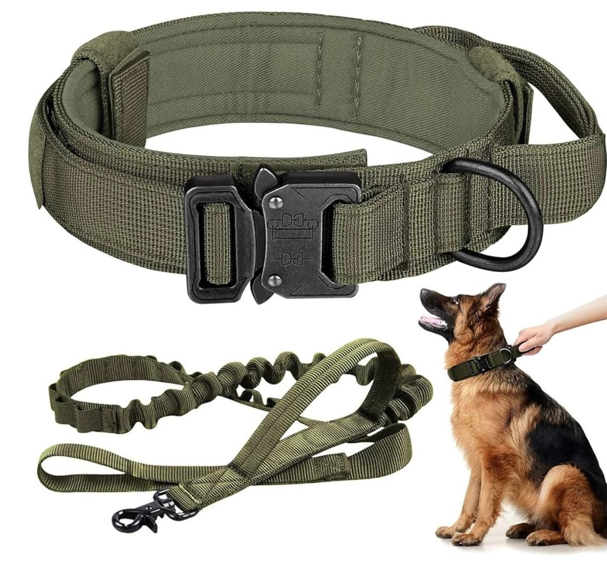 KIT: Collar táctico y correa elástica para perros