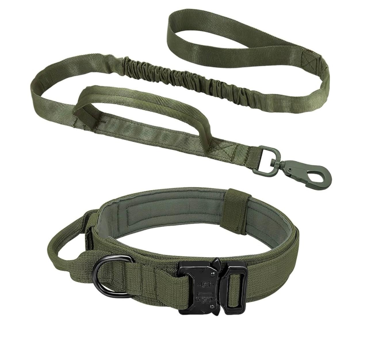 KIT: Collar táctico y correa elástica para perros