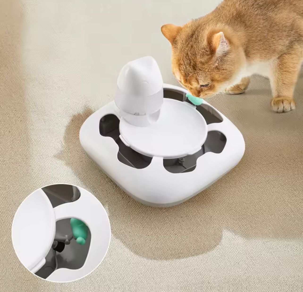 Comedero interactivo y juguete dispensador de alimentos para gatos