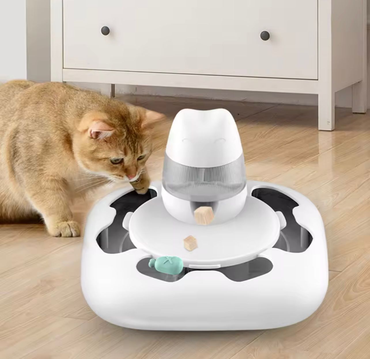 Comedero interactivo y juguete dispensador de alimentos para gatos