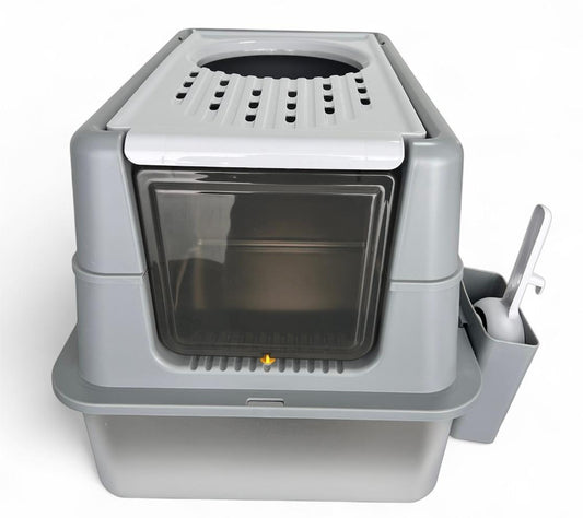 Arenero para gatos grande en acero inoxidable