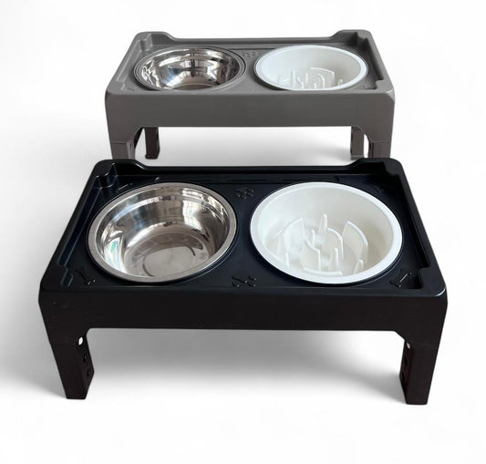 Comedero doble con tres alturas para perros