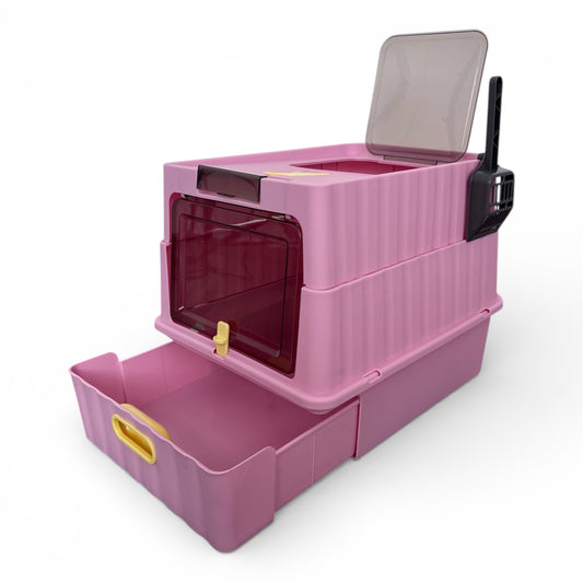 Arenero cerrado con bandeja extraible para gatos