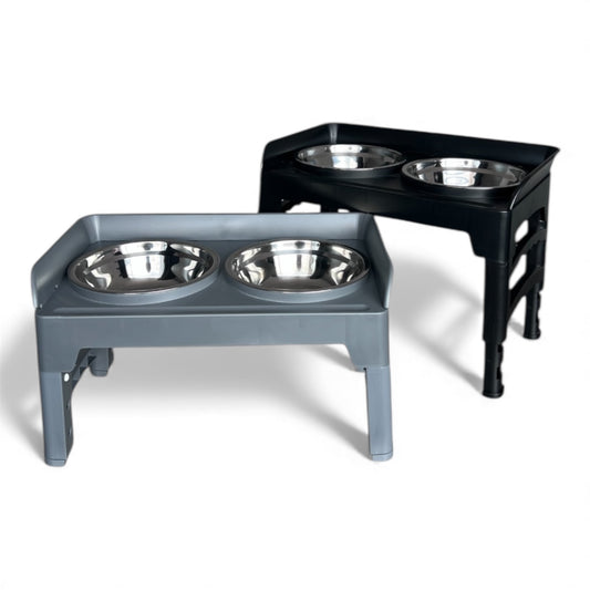 Comedero doble elevado con alturas ajustables para perros