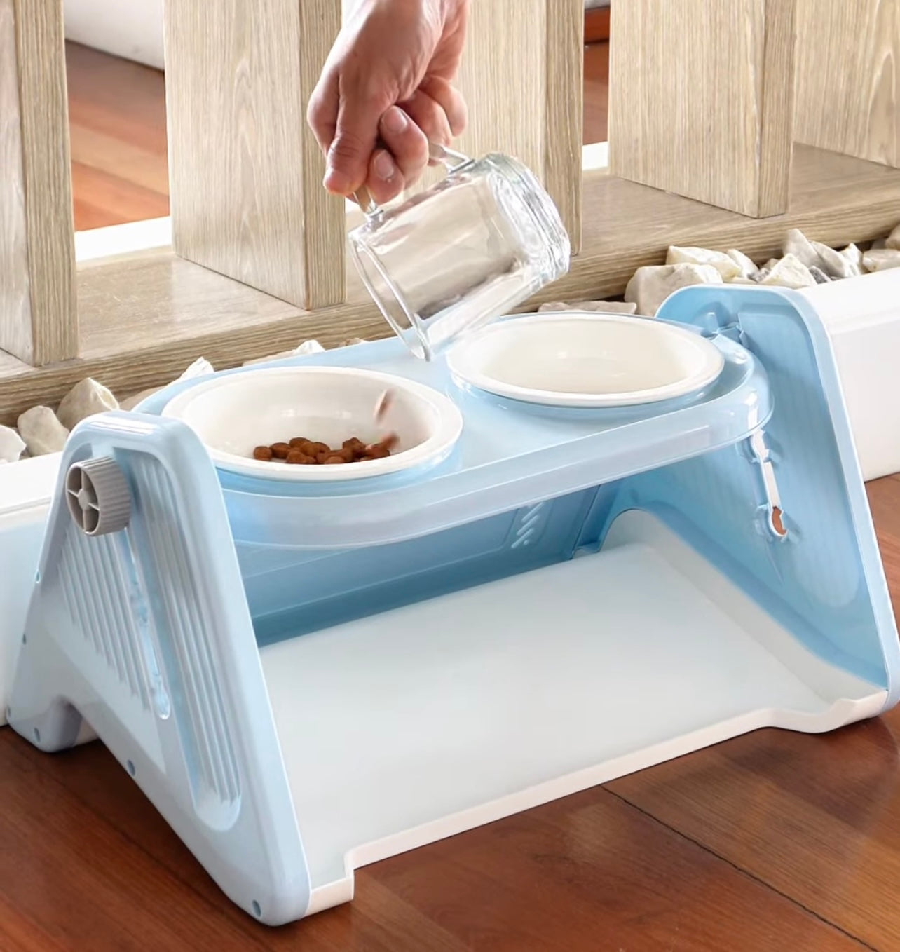 Comedero en cerámica con alturas ajustables para perros y gatos