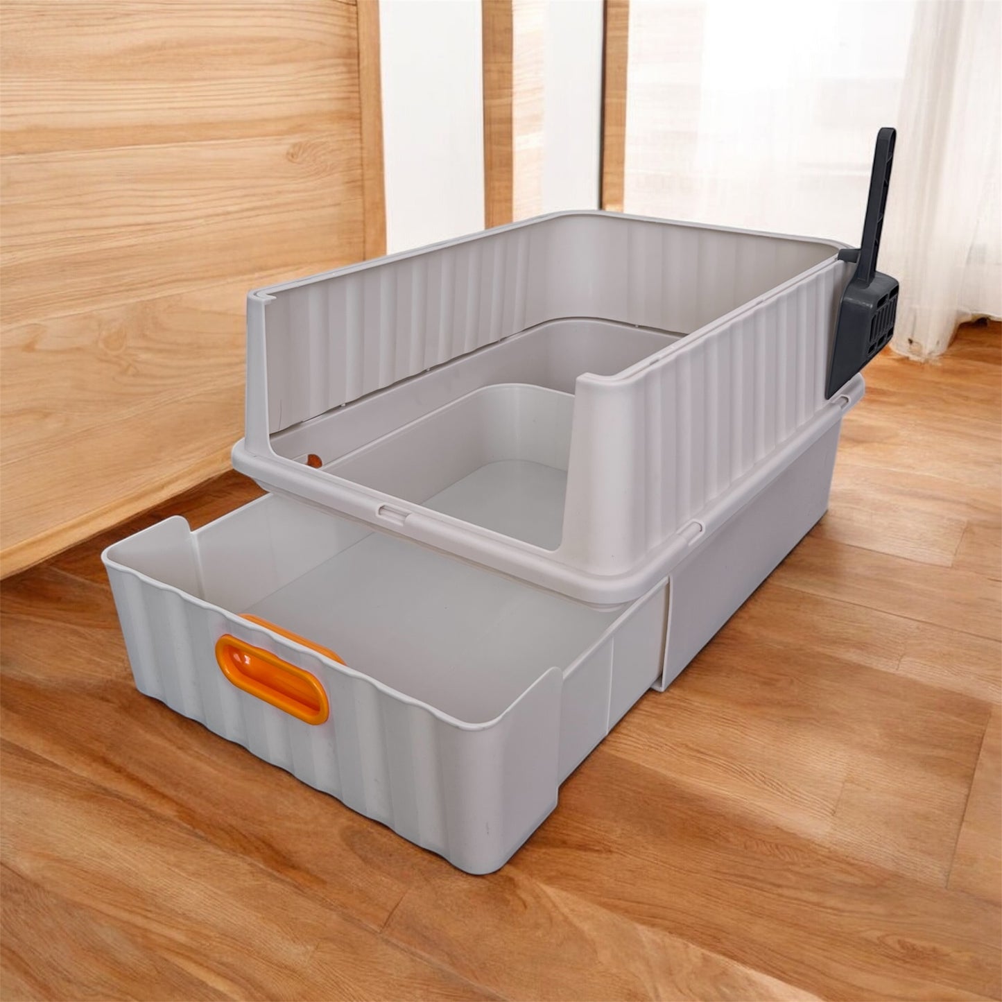 Arenero cerrado con bandeja extraible para gatos