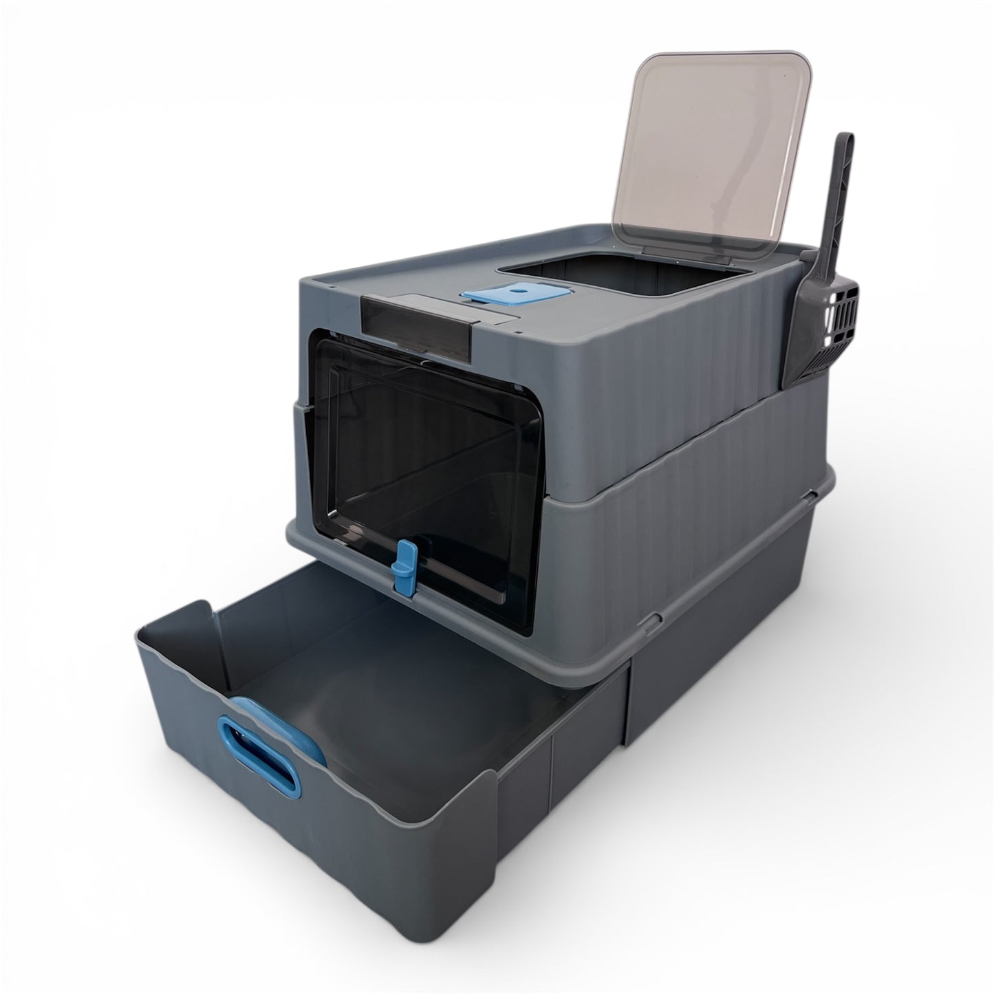 Arenero cerrado con bandeja extraible para gatos