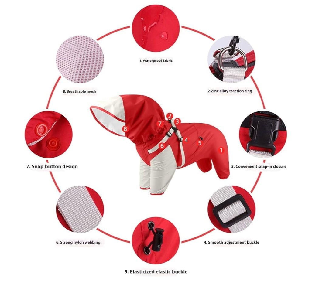 Chaqueta impermeable para perros pequeños y medianos