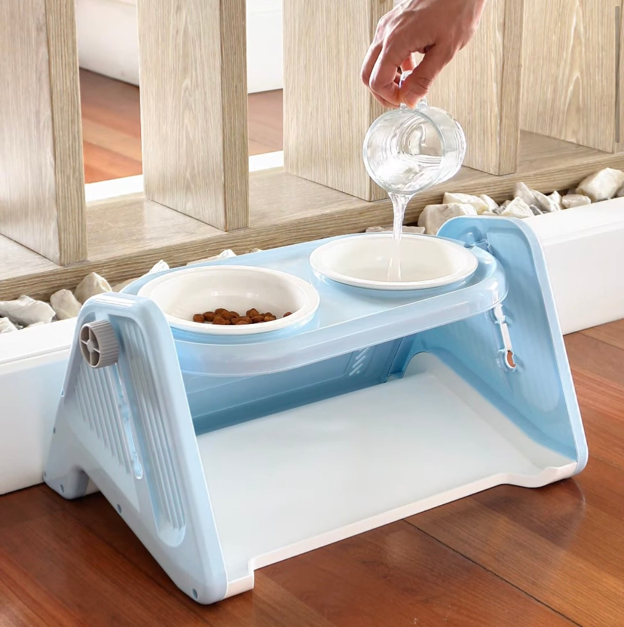 Comedero en cerámica con alturas ajustables para perros y gatos