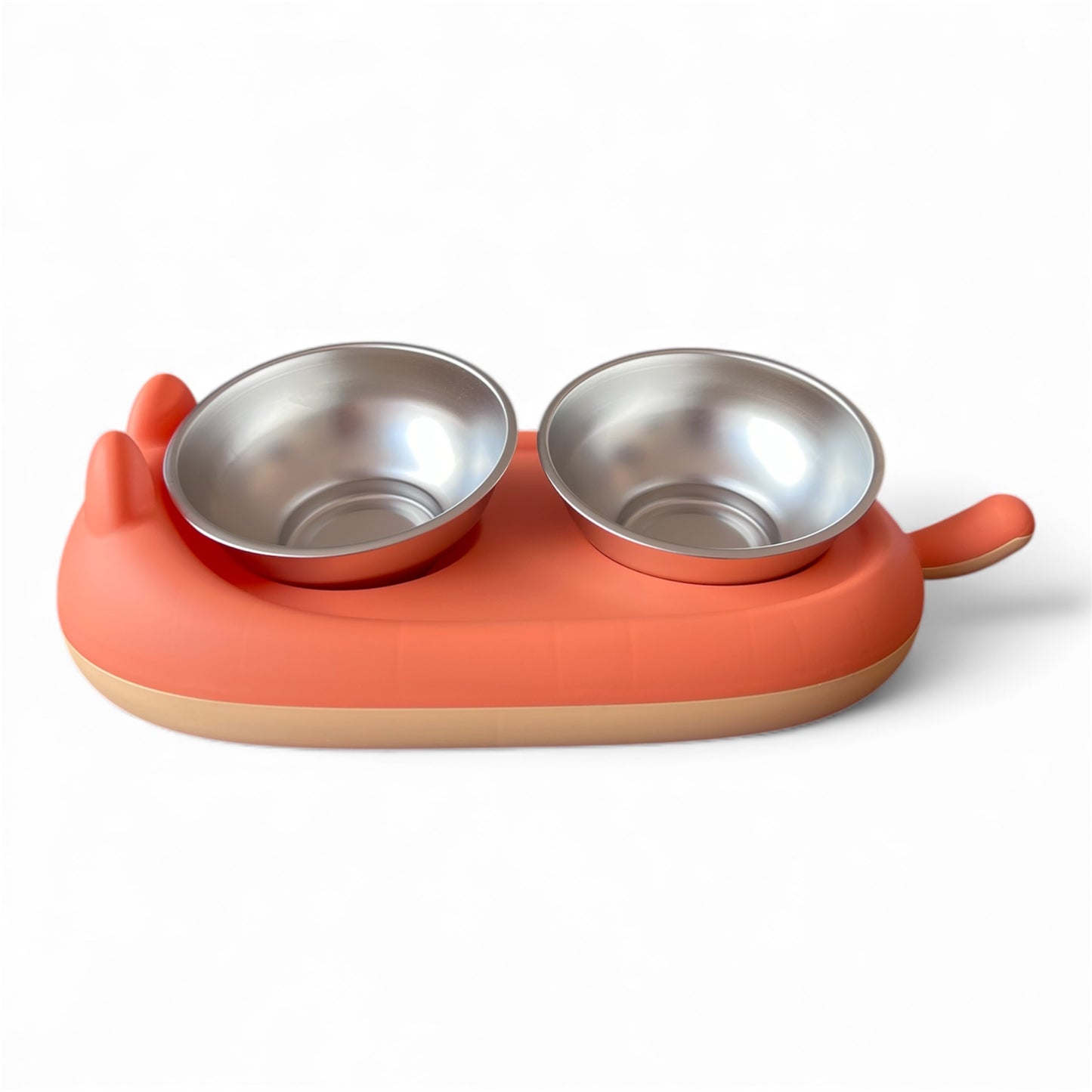 Comedero miau doble en acero inoxidable para gatos y perros pequeños