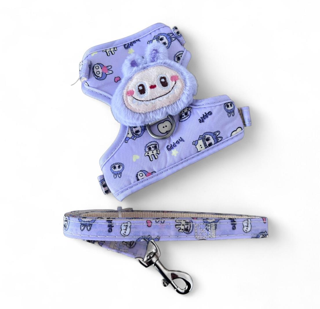 Arnés con aplique en peluche + correa para perros mini y gatos MQYS271