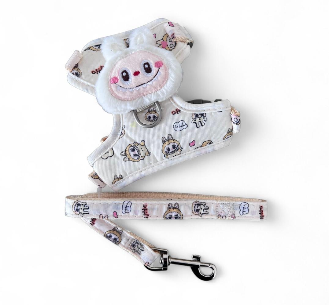 Arnés con aplique en peluche + correa para perros mini y gatos MQYS271