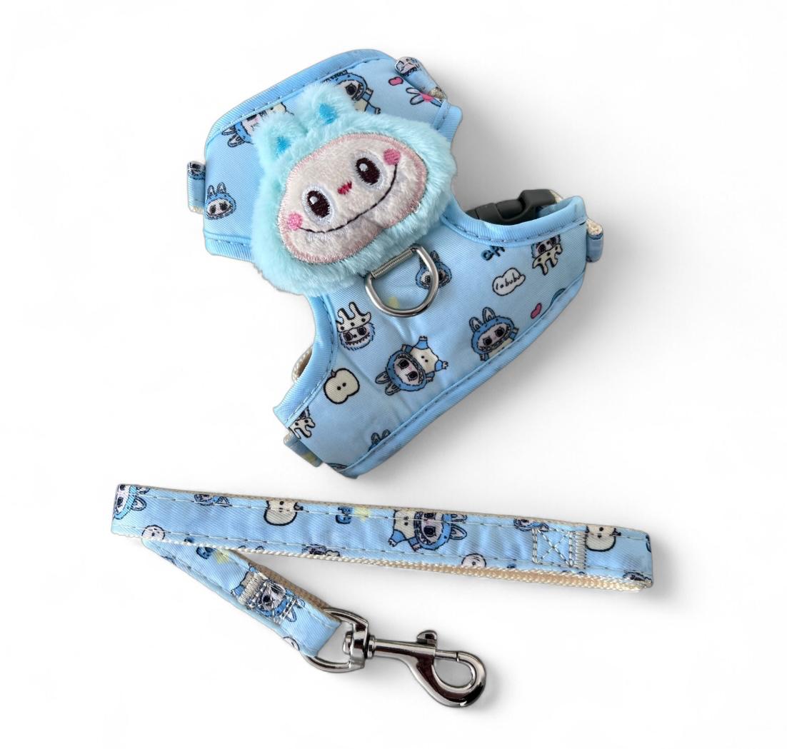 Arnés con aplique en peluche + correa para perros mini y gatos MQYS271
