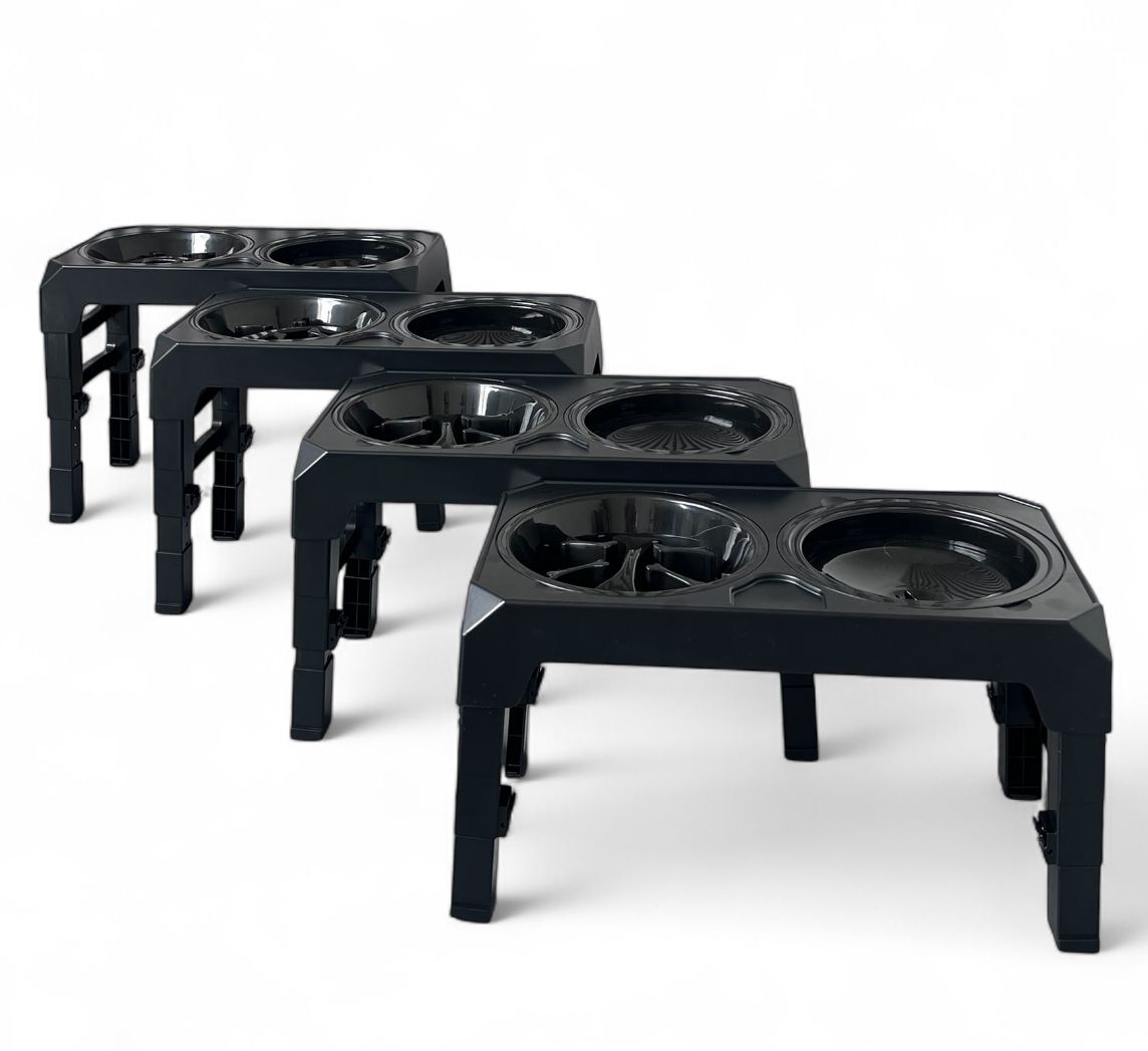 Comedero elevado doble con alturas ajustables para perros PQL013