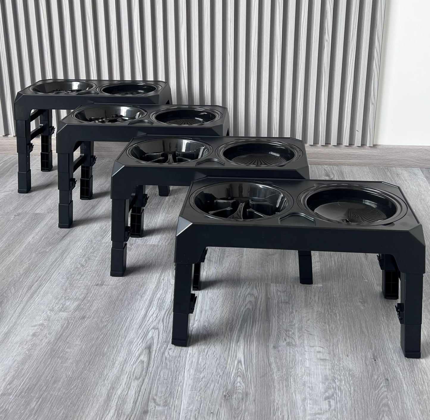 Comedero elevado doble con alturas ajustables para perros PQL013