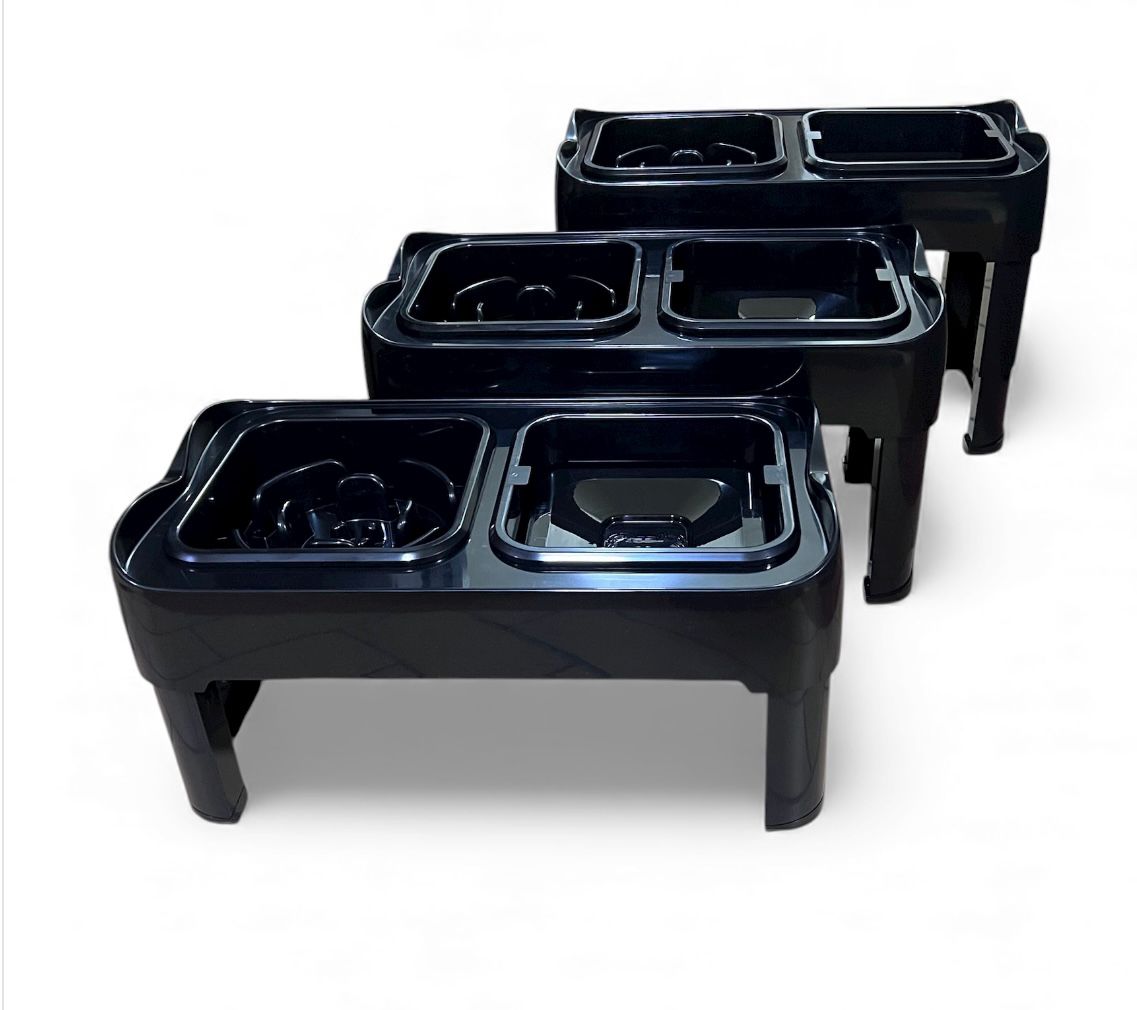 Comedero elevado doble con alturas ajustables para perros PQL001