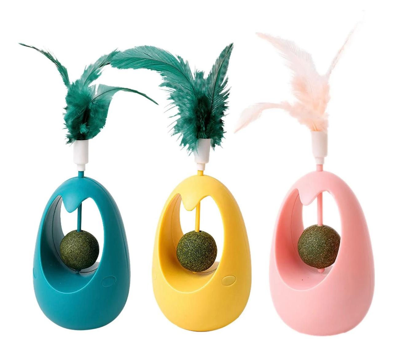Juguete interactivo con pluma y catnip para Gatos PQL006