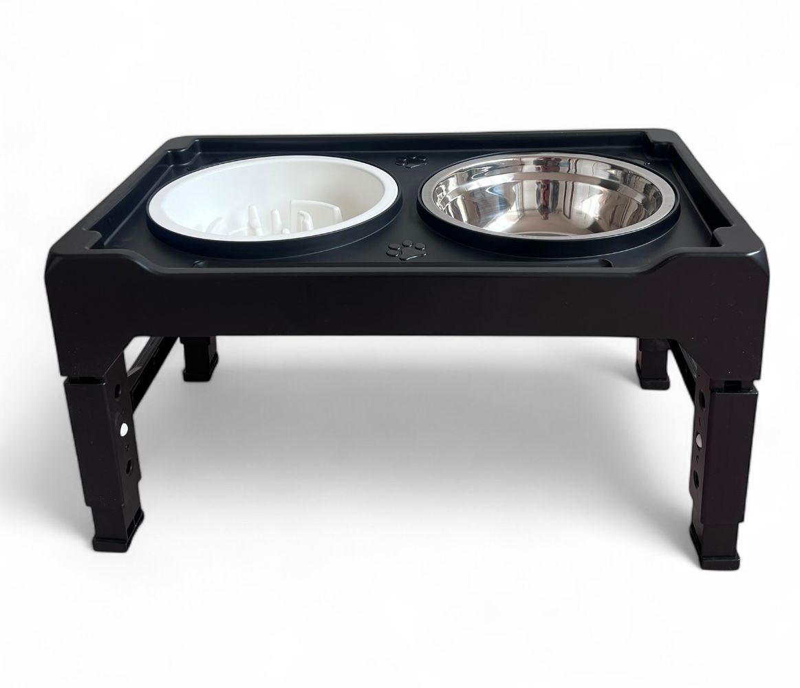 Comedero doble con tres alturas para perros