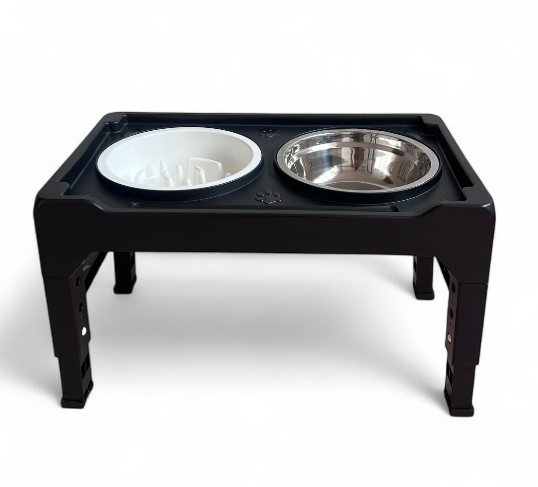 Comedero doble con tres alturas para perros